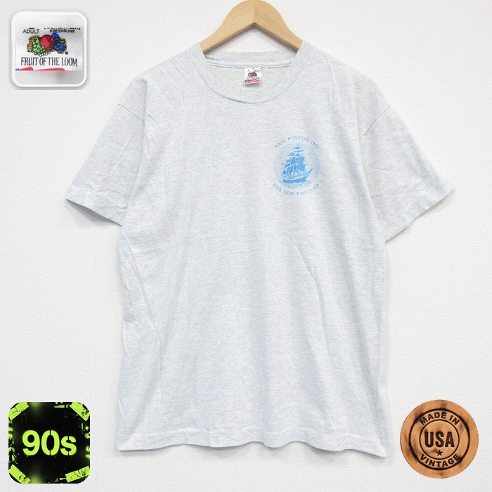 フルーツオブザルーム 90s 半袖Tシャツ 船 グレー メンズL相当 | 古着