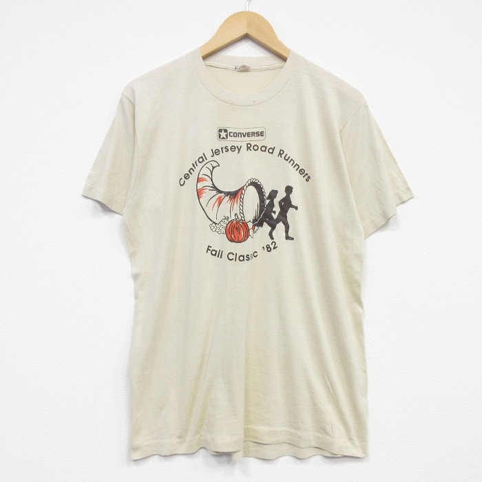 【20%OFF】コンバース 80s 半袖Tシャツ ランナー ベージュ メンズL相当 | 古着