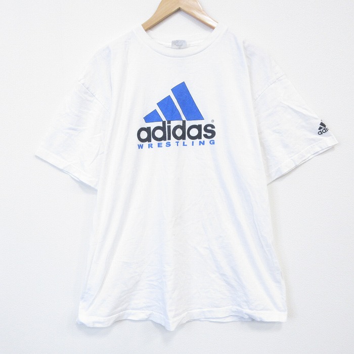 XL★古着 アディダス adidas 半袖 ビンテージ Tシャツ メンズ 00年代 00s ビッグロゴ 大きいサイズ コットン クルーネック 白 26apr03