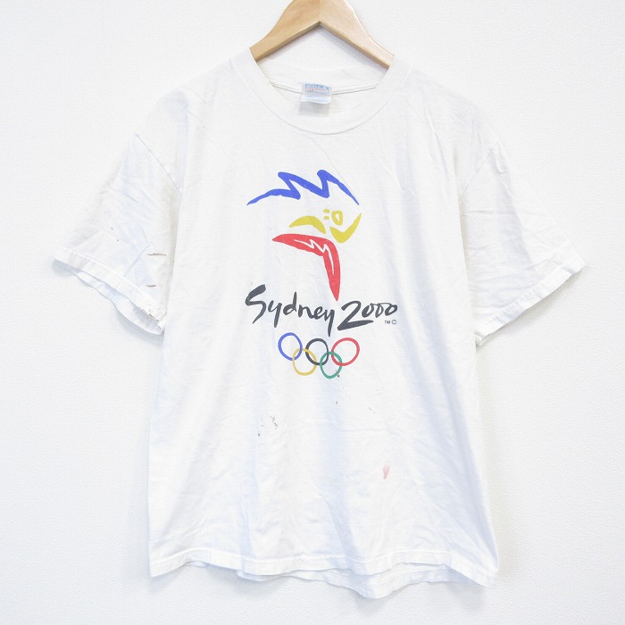 【20%OFF】ヘインズ 00s 半袖Tシャツ シドニーオリンピック ホワイト メンズL相当 | 古着