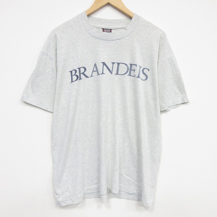XL★古着 フルーツオブザルーム 半袖 ビンテージ Tシャツ メンズ 90年代 90s BRANDEIS クルーネック USA製 薄グレー 霜降り 26apr04