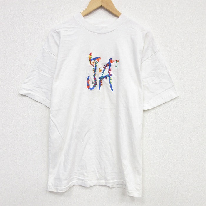 L★古着 半袖 ビンテージ Tシャツ メンズ 90年代 90s JA 刺繍 コットン クルーネック 白 26apr04