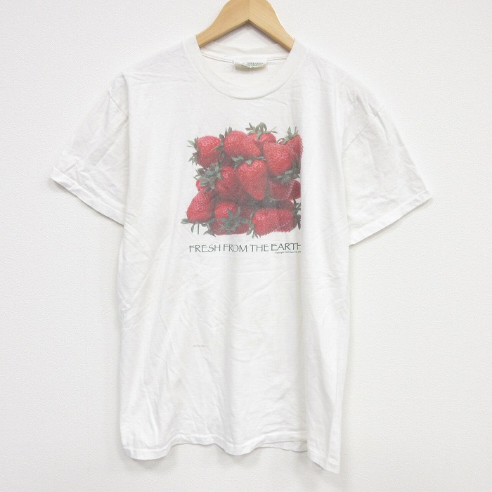 90s 半袖Tシャツ イチゴ ホワイト L | 古着