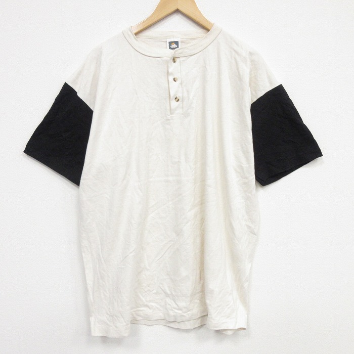 90s 半袖Tシャツ ヘンリーネック 生成り XL | 古着