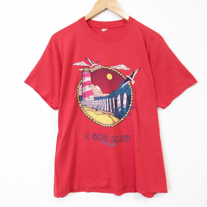 【20%OFF】80s 半袖Tシャツ 灯台 レッド メンズL相当 | 古着