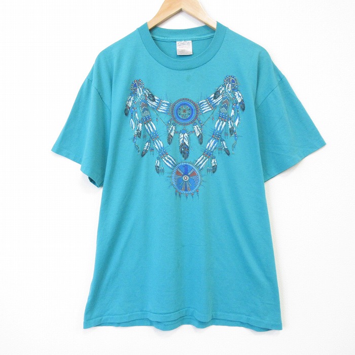 オニータ 90s 半袖Tシャツ ドリームキャッチャー ライトブルー メンズXL相当 | 古着