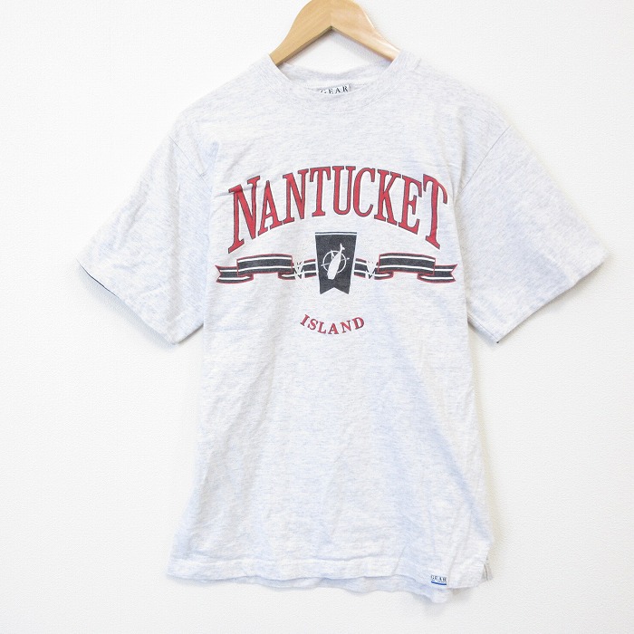 M★古着 半袖 ビンテージ Tシャツ メンズ 90年代 90s ナンタケット コットン クルーネック USA製 薄グレー 霜降り 26apr06