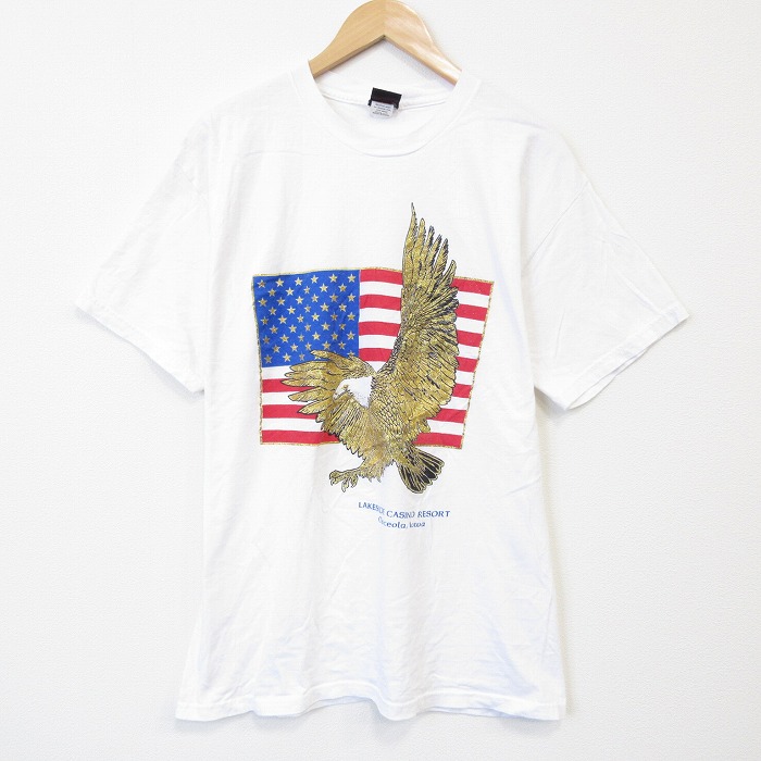 L★古着 半袖 ビンテージ Tシャツ メンズ 90年代 90s 鳥 コットン クルーネック USA製 白 26apr06