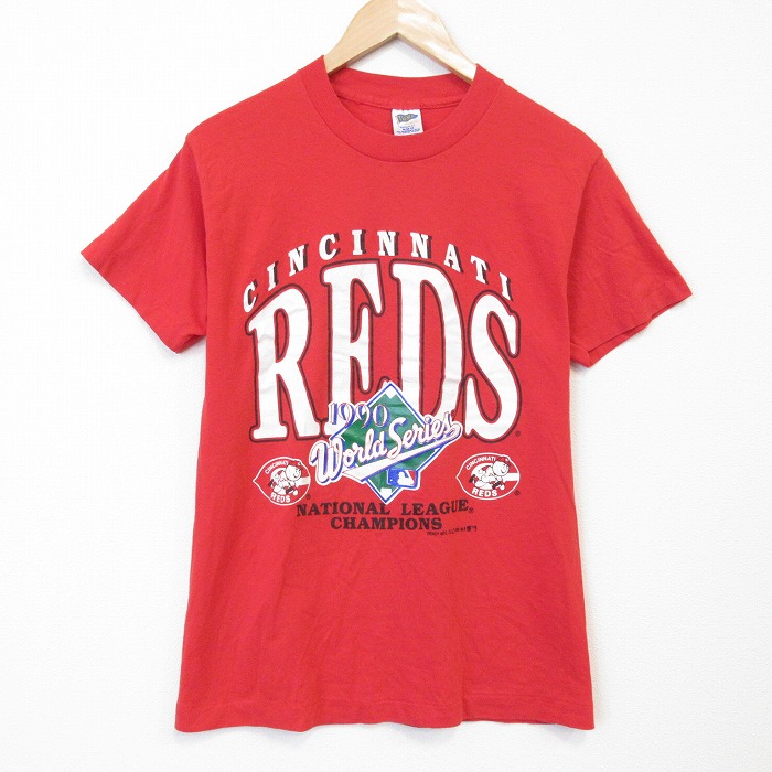 M★古着 半袖 ビンテージ Tシャツ メンズ 90年代 90s MLB シンシナティレッズ クルーネック USA製 赤 メジャーリーグ ベースボール 野球 26apr06