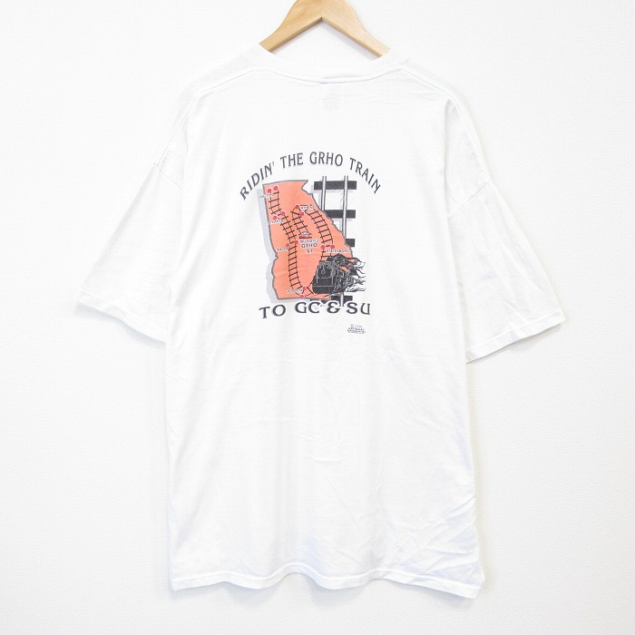XL★古着 ジャージーズ 半袖 ビンテージ Tシャツ メンズ 90年代 90s 汽車 大きいサイズ クルーネック USA製 白 26apr06