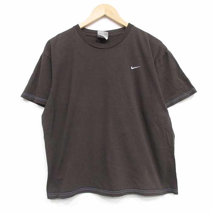 ナイキ 00s 半袖Tシャツ ワンポイントロゴ ブラウン XL | 古着