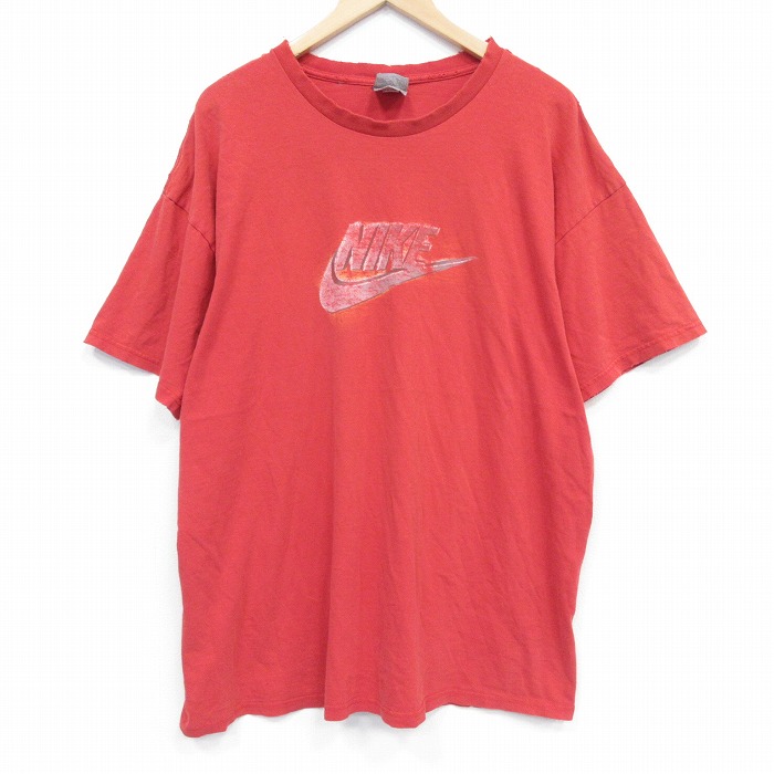 ナイキ 00s 半袖Tシャツ ビッグロゴ レッド メンズXL相当 | 古着