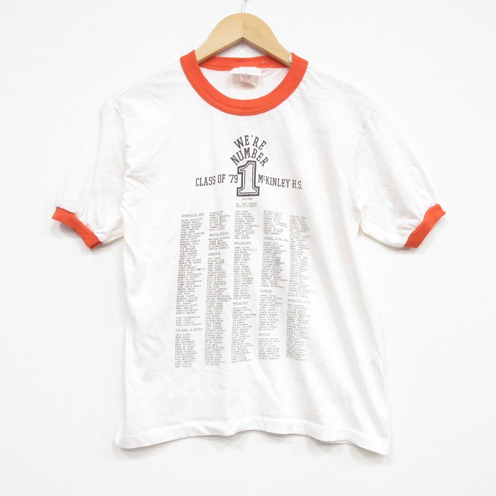 【20％OFF】70s 半袖Tシャツ 名簿 ホワイト メンズM相当 | 古着