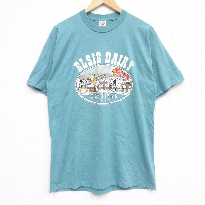 フルーツオブザルーム 90s 半袖Tシャツ 牛 グリーン メンズL相当 | 古着