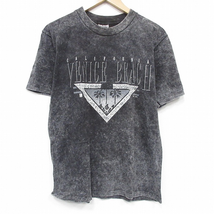 M★古着 オニータ ONEITA 半袖 ビンテージ Tシャツ メンズ 90年代 90s バージニアビーチ コットン クルーネック USA製 黒他 タイダイ 26apr25