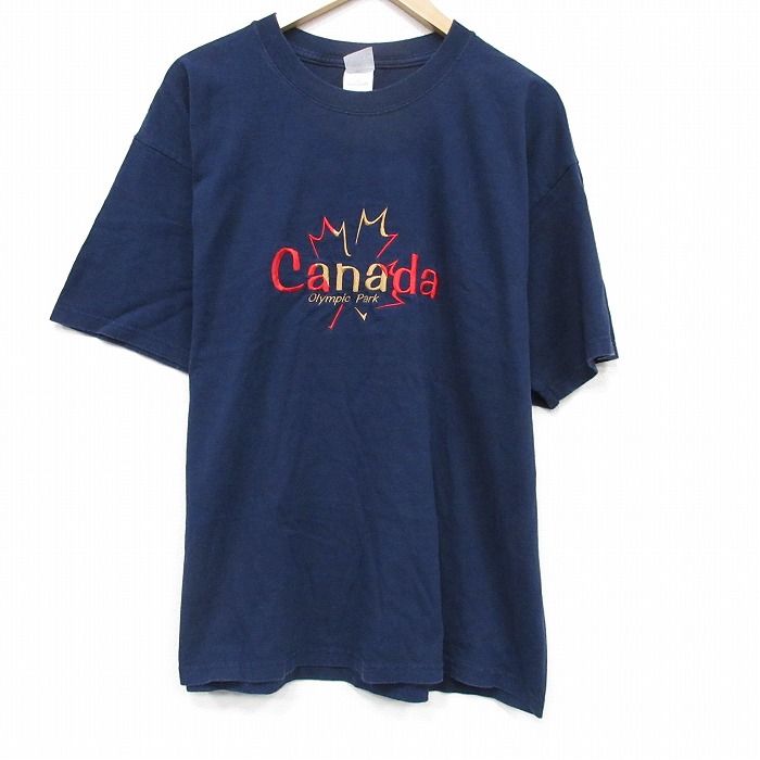 【20%OFF】00s 半袖Tシャツ カナダ ネイビー メンズXL相当 | 古着