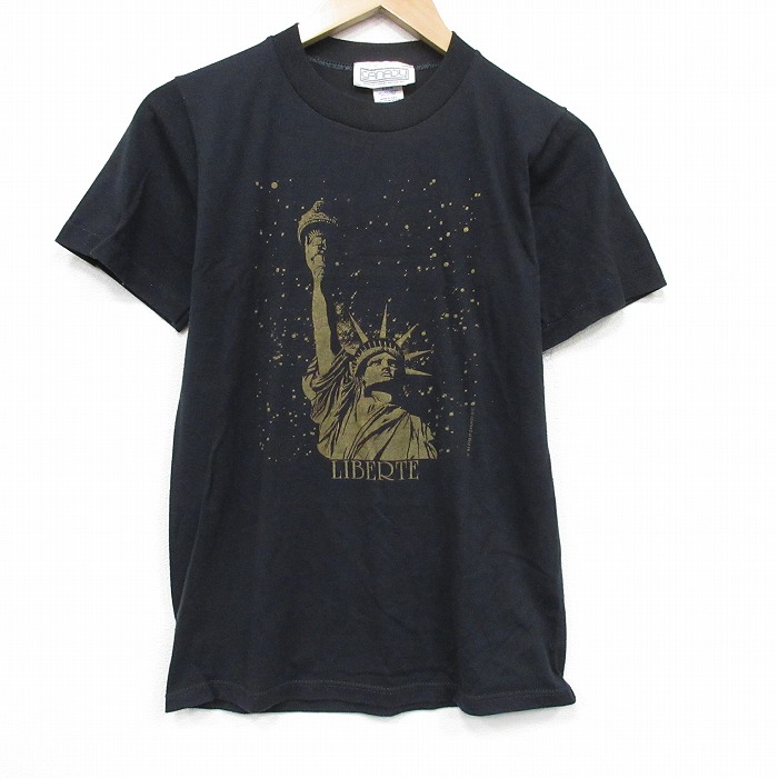 80s 半袖Tシャツ 自由の女神 ブラック メンズS相当 | 古着