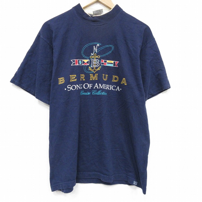バミューダ 90s 半袖Tシャツ ネイビー メンズL相当 | 古着