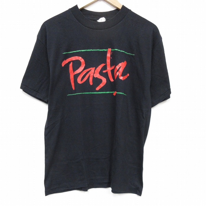 80s 半袖Tシャツ パスタ ブラック メンズL相当 | 古着