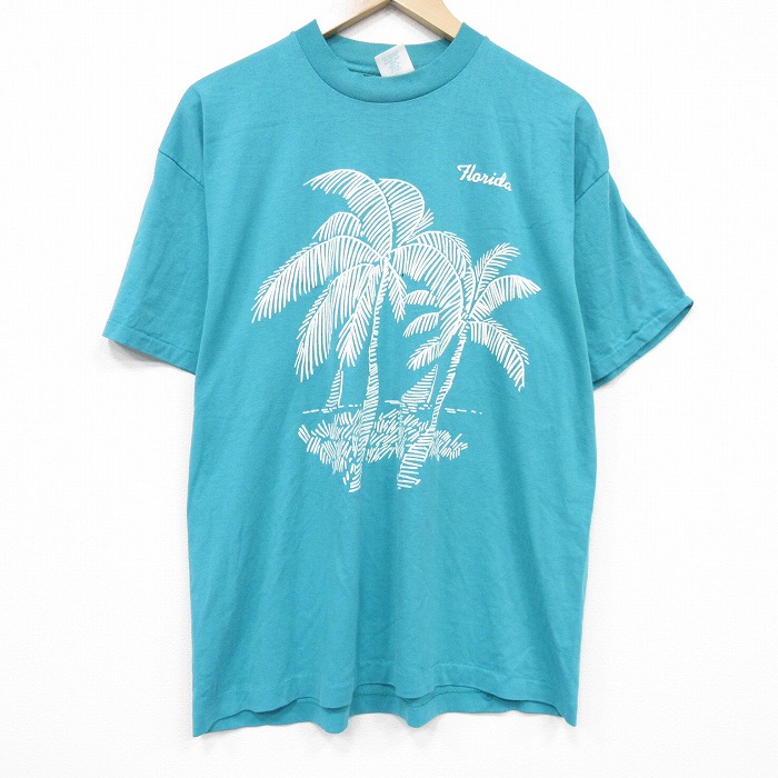 90s 半袖Tシャツ ヤシの木 ライトグリーン メンズXL相当 | 古着