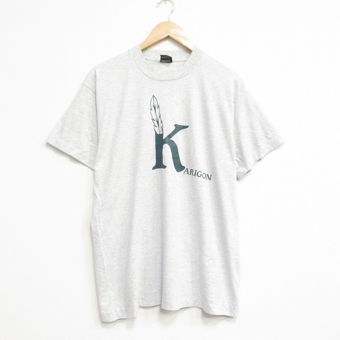L★古着 フルーツオブザルーム 半袖 ビンテージ Tシャツ メンズ 90年代 90s インディアン クルーネック USA製 薄グレー 霜降り【spe】 26apr25