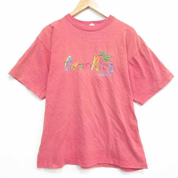 【20%OFF】半袖 ビンテージ Tシャツ 90s ジャマイカ 山 バーガンディ メンズXL相当 | 古着