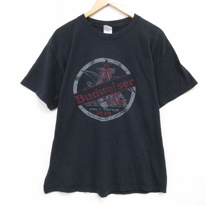 L★古着 半袖 ビンテージ Tシャツ メンズ 00年代 00s バドワイザー ブラック