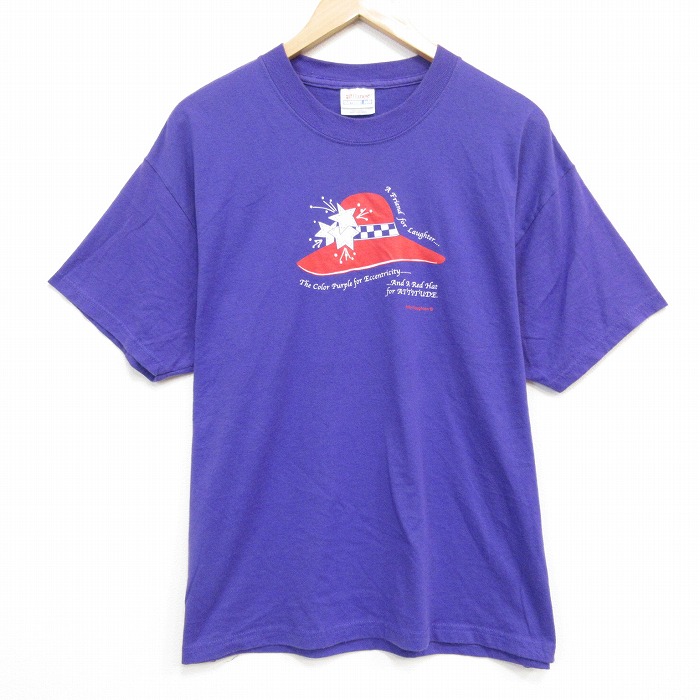 00s 半袖Tシャツ ハット パープル メンズL相当 | 古着