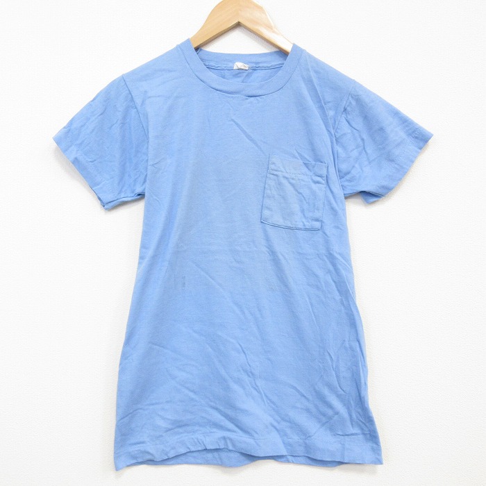 フルーツオブザルーム 半袖Tシャツ 胸ポケット付き ライトブルー メンズM相当 | 古着