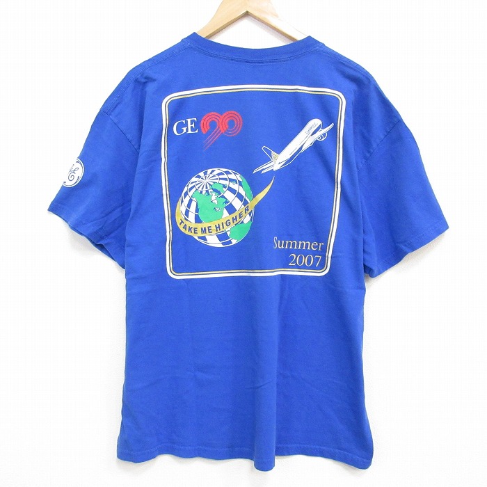 XL★古着 半袖 ビンテージ Tシャツ メンズ 00年代 00s コンチネンタル航空 大きいサイズ ブルー【spe】 26aug27