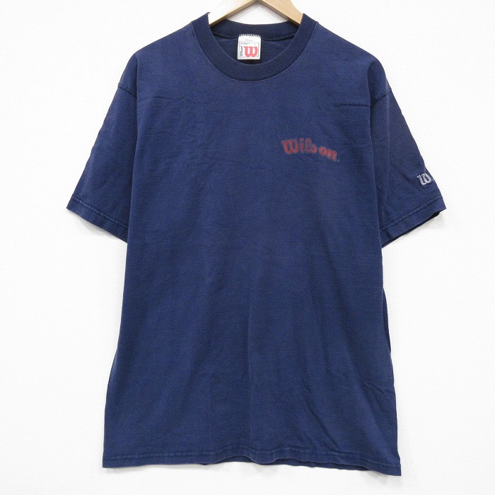 ウィルソン 90s 半袖Tシャツ ワンポイントロゴ ネイビー メンズL相当 | 古着