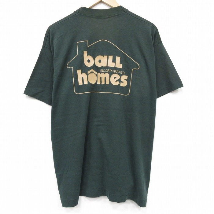 XL★古着 フルーツオブザルーム 半袖 ビンテージ Tシャツ メンズ 90年代 90s 家 クルーネック USA製 濃緑【spe】 26apr27