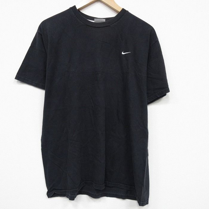 L★古着 ナイキ NIKE 半袖 ビンテージ Tシャツ メンズ 00年代 00s ワンポイントロゴ コットン クルーネック 黒 26apr27