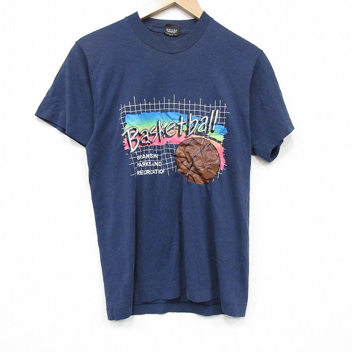 スクリーンスターズ 80s 半袖Tシャツ バスケットボール ネイビー メンズS相当 | 古着