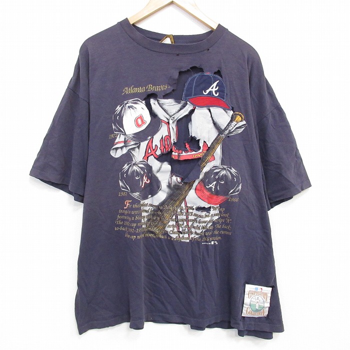 90s 半袖Tシャツ アトランタブレーブス ネイビー XL | 古着