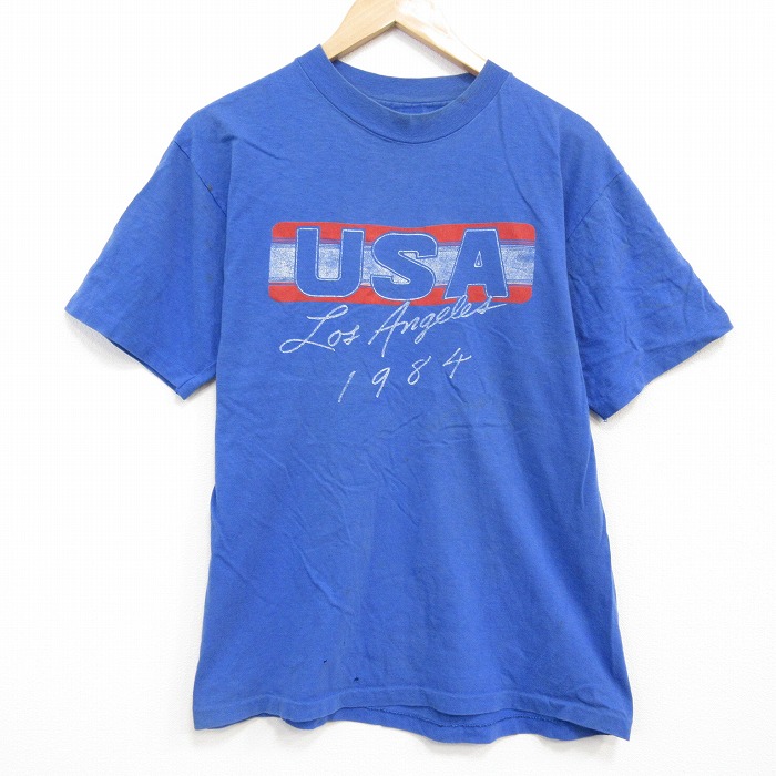 【20％OFF】80s 半袖Tシャツ ロサンゼルス ブルー メンズL相当 | 古着