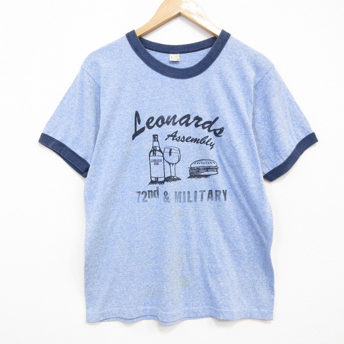 半袖Tシャツ 霜降りリンガー ネイビー M | 古着