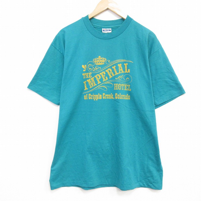 ヘインズ 80s 半袖Tシャツ ホテル ライトブルー メンズXL相当 | 古着