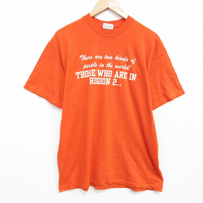 80s 半袖Tシャツ REGION オレンジ メンズL相当 | 古着