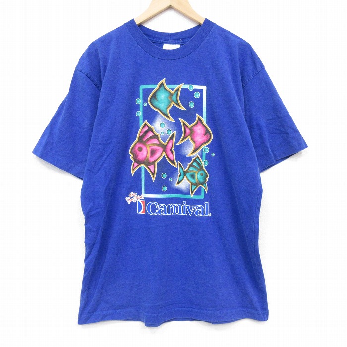 【20%OFF】00s 半袖Tシャツ 魚 ブルー メンズXL相当 | 古着