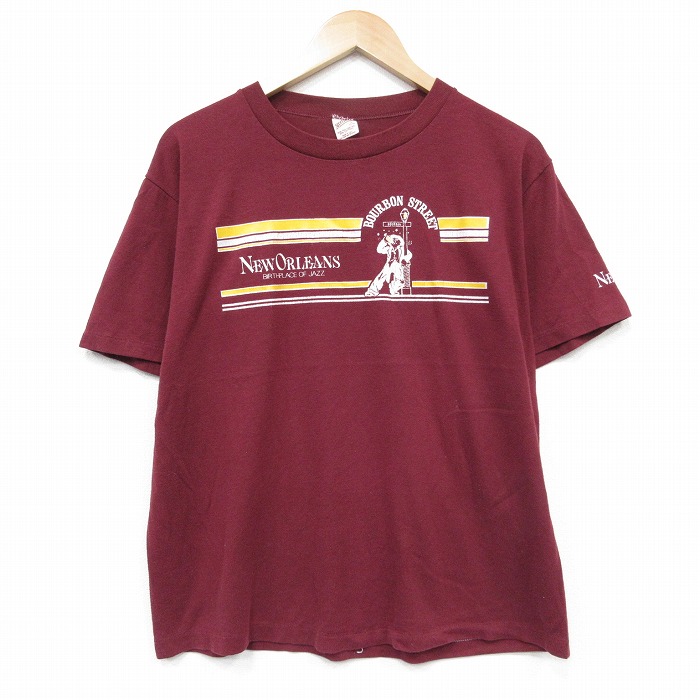 80s 半袖Tシャツ ニューオリンズ バーガンディ L | 古着