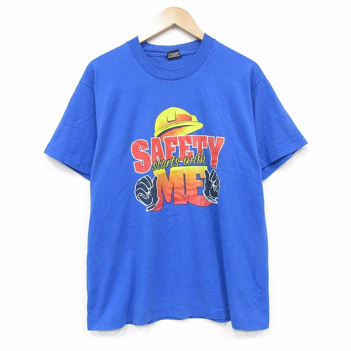 フルーツオブザルーム 90s 半袖Tシャツ セーフティ ブルー メンズL相当 | 古着