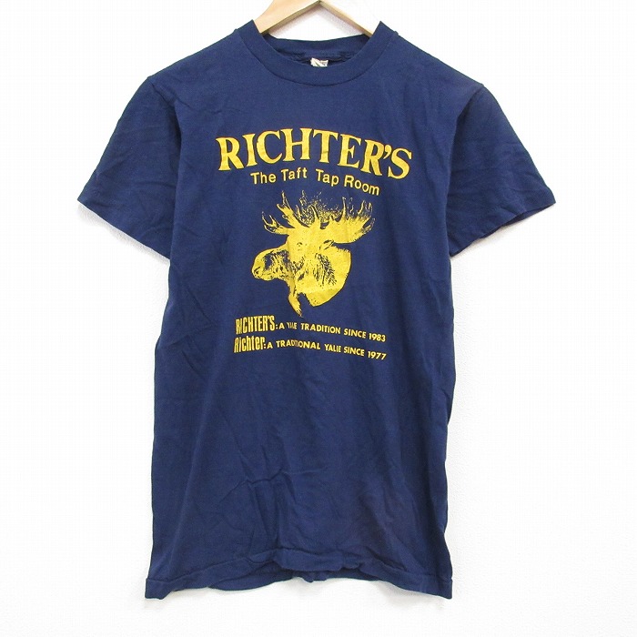80s 半袖Tシャツ シカ ネイビー メンズS相当 | 古着