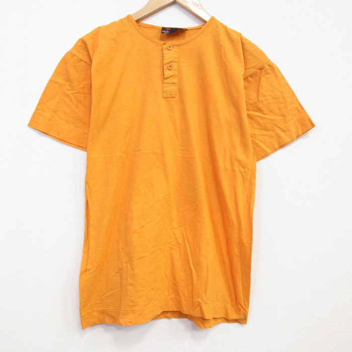 90s 半袖Tシャツ ヘンリーネック イエロー メンズM相当 | 古着