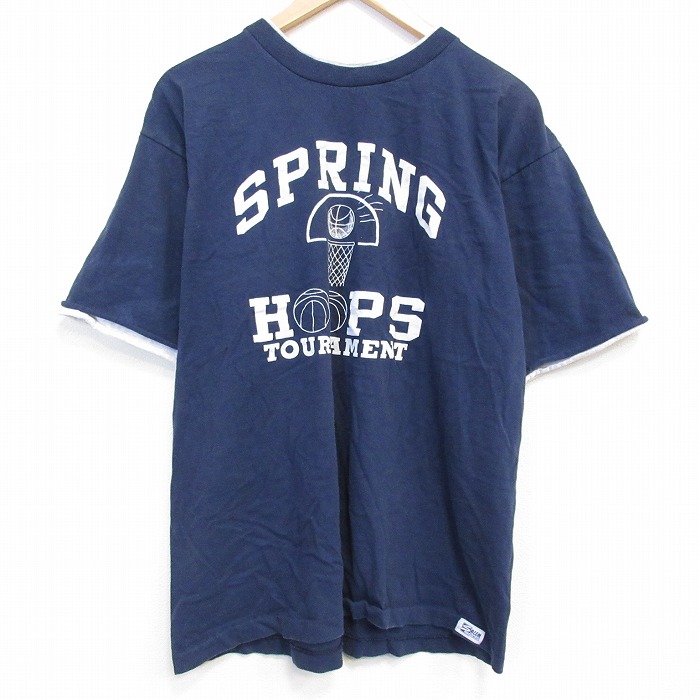 90s 半袖Tシャツ バスケットボール ネイビー XL | 古着