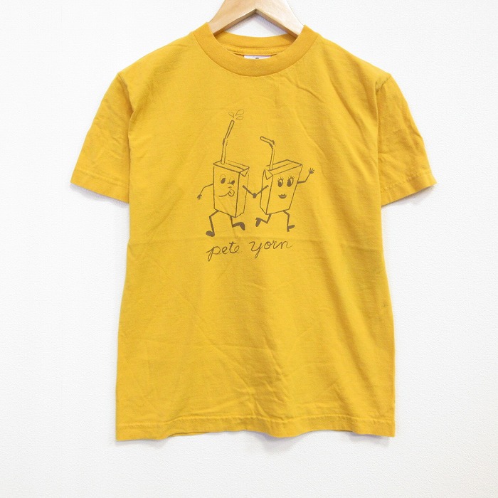 S★古着 半袖 ビンテージ Tシャツ メンズ 00年代 00s pete yorn コットン クルーネック 黄 26may02