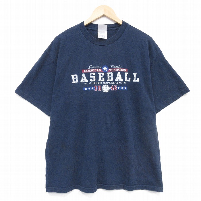 00s 半袖Tシャツ ベースボール ネイビー XL | 古着