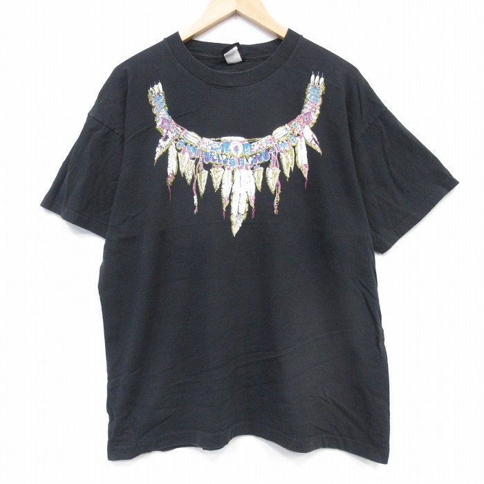 90s 半袖Tシャツ ネックレス ブラック メンズXL相当 | 古着