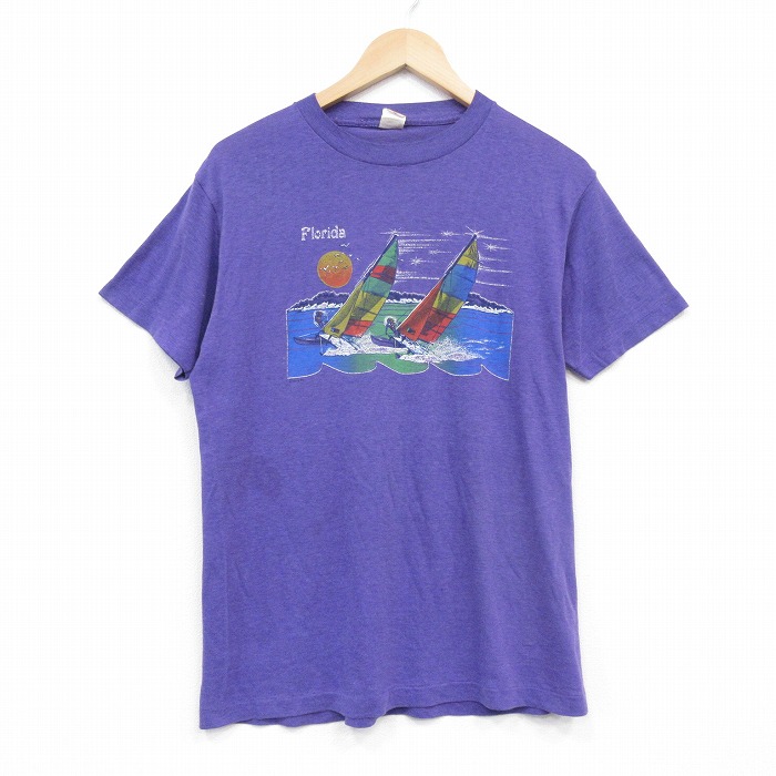 80s 半袖Tシャツ ウィンドサーフィン パープル L | 古着