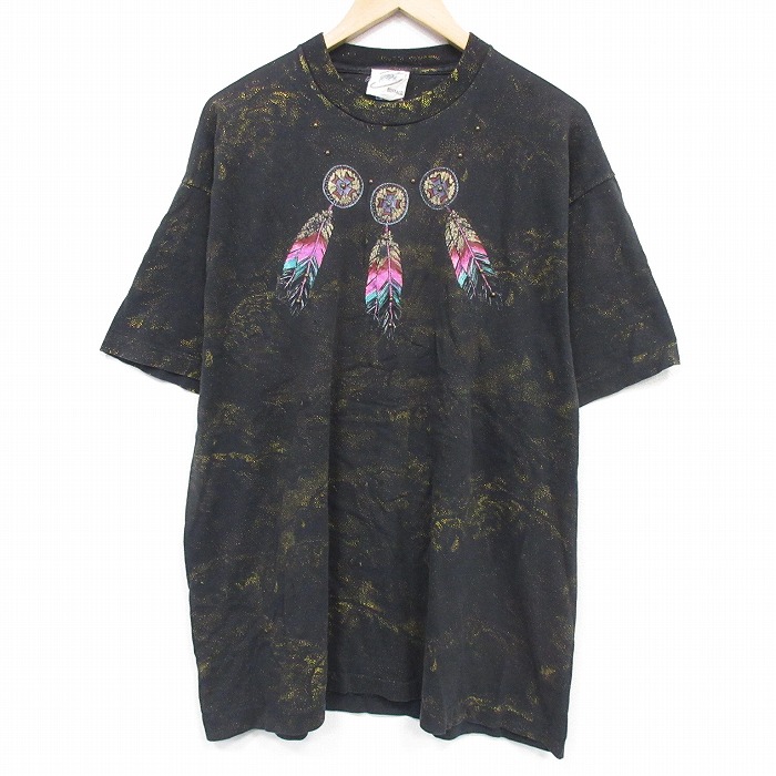 フルーツオブザルーム 90s 半袖Tシャツ フェザー ブラック XL | 古着